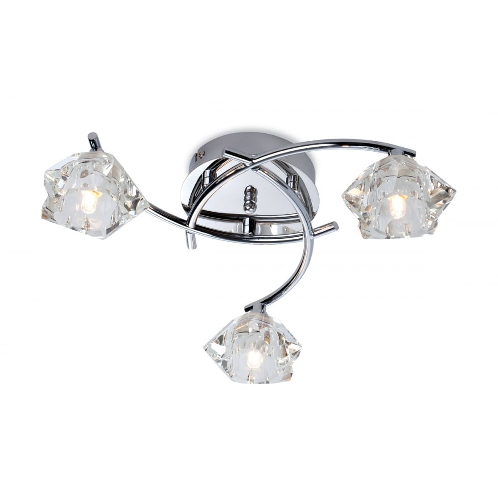 Blossom Chrome Flush Ceiling Fixture with Glass Petals