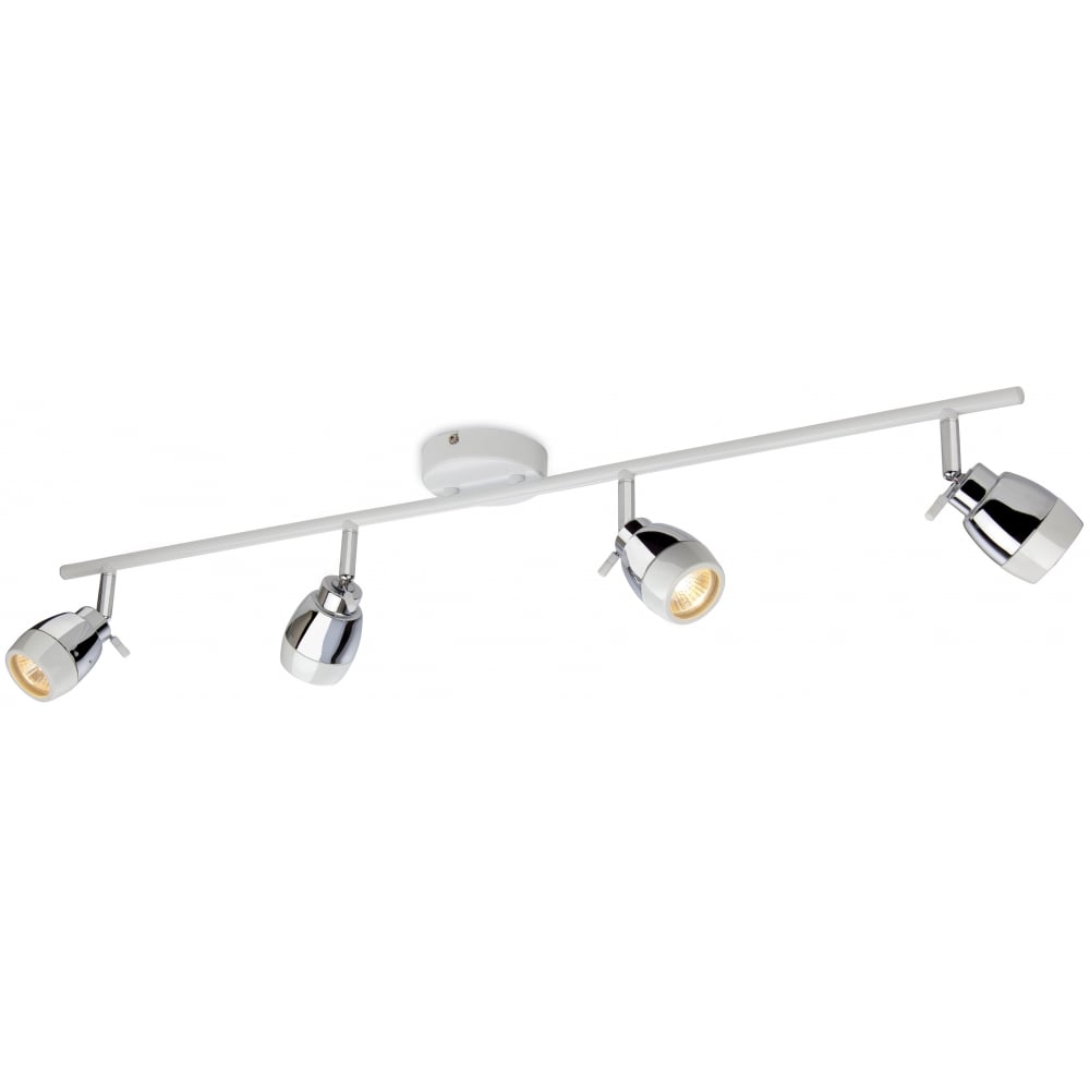 Sleek Gyre 4-Light Chrome & White Ceiling Bar with Spotlights