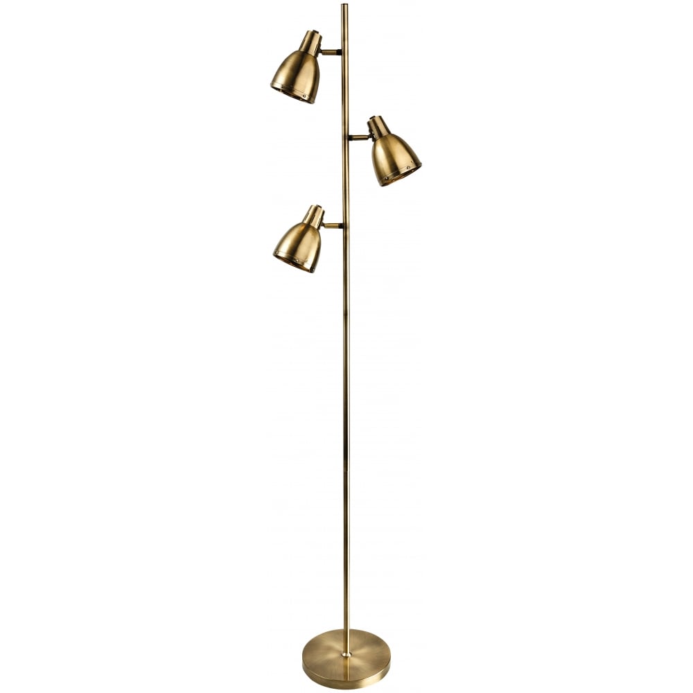 Vintage Brass Triple Dome Floor Reading Lamp