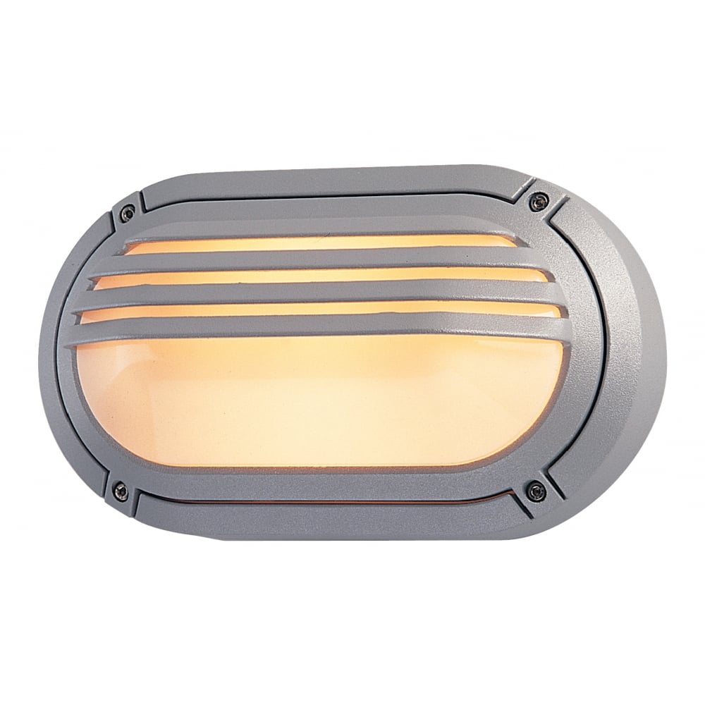 Ecliptic Silver Graphite Outdoor Oval Bulkhead Wall Light
