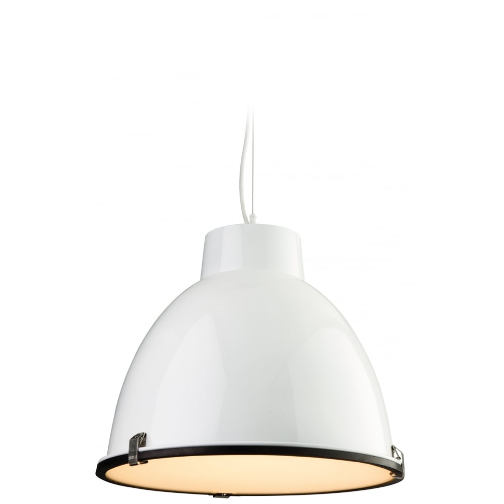 Modern Bistro Dome Pendant Light in Frosted Glass and White Finish