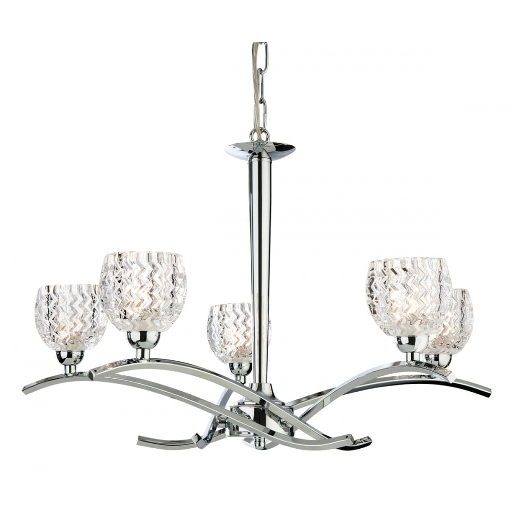 Modern Floral Chrome Pendant with Molded Glass Shades