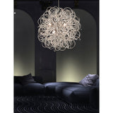 Contemporary Chrome Spiral Wire Pendant Light Fixture