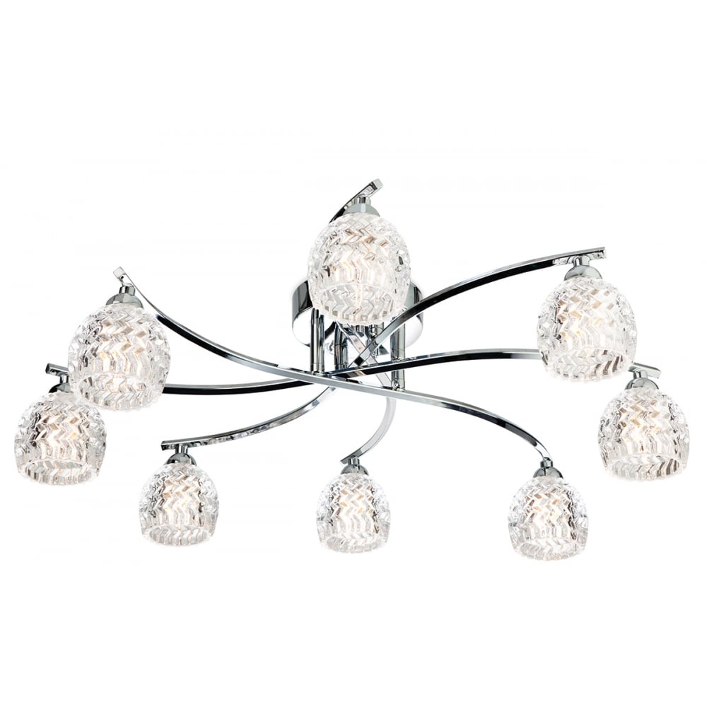 Contemporary Floral Chrome Glass Ceiling Light Fixture