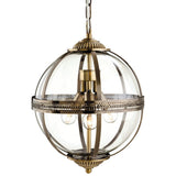 Elegant Vintage Bronze and Clear Glass Globe Pendant Light