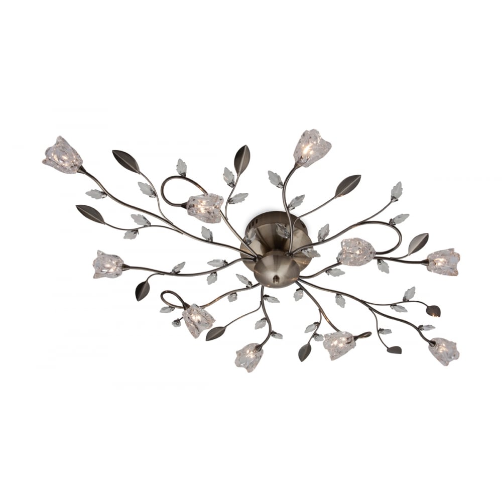 Art Deco Bronze Floral Flush Mount Ceiling Light