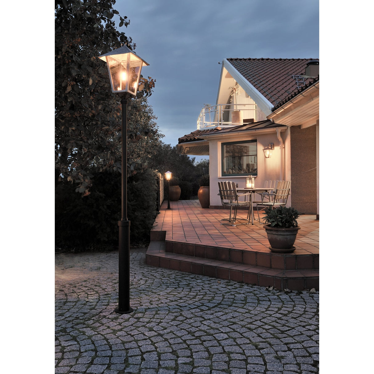Benu Galvanised Lantern with Taurus Pole - Majestic Outdoor Light Fixture