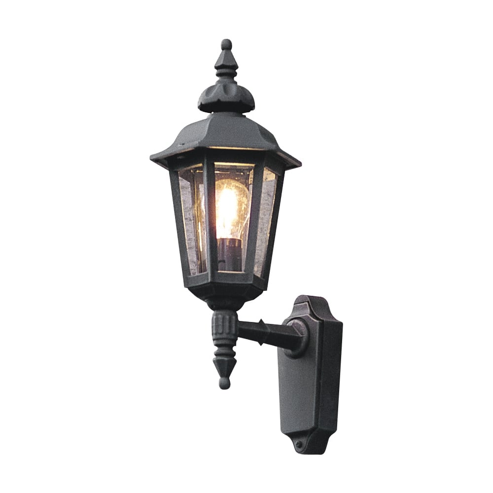 Pallas Matte Black Outdoor Upward Lantern Wall Light