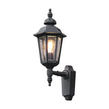 Pallas Matte Black Outdoor Upward Lantern Wall Light