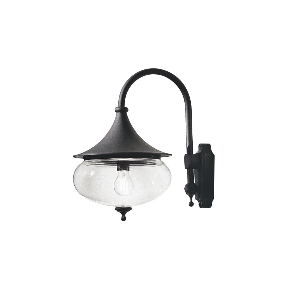 Elegant Matte Black Swan Neck Wall Lantern with Bubble Acrylic Globe