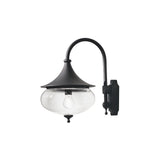 Elegant Matte Black Swan Neck Wall Lantern with Bubble Acrylic Globe