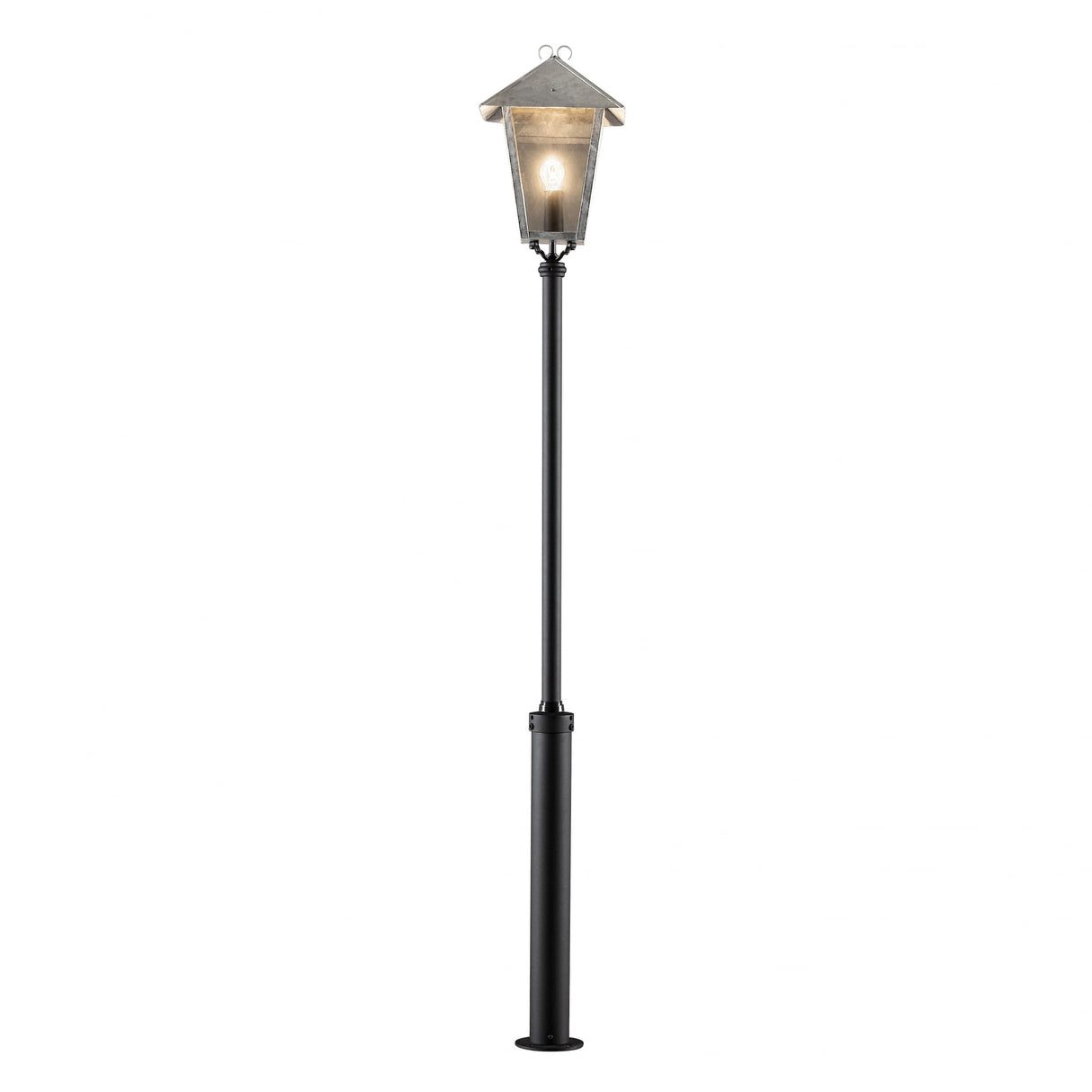 Benu Galvanised Lantern with Taurus Pole - Majestic Outdoor Light Fixture