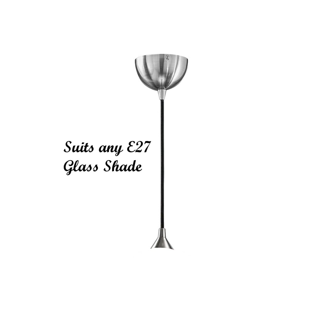 Satin Nickel Pendant with Black Braided Cord Suspension