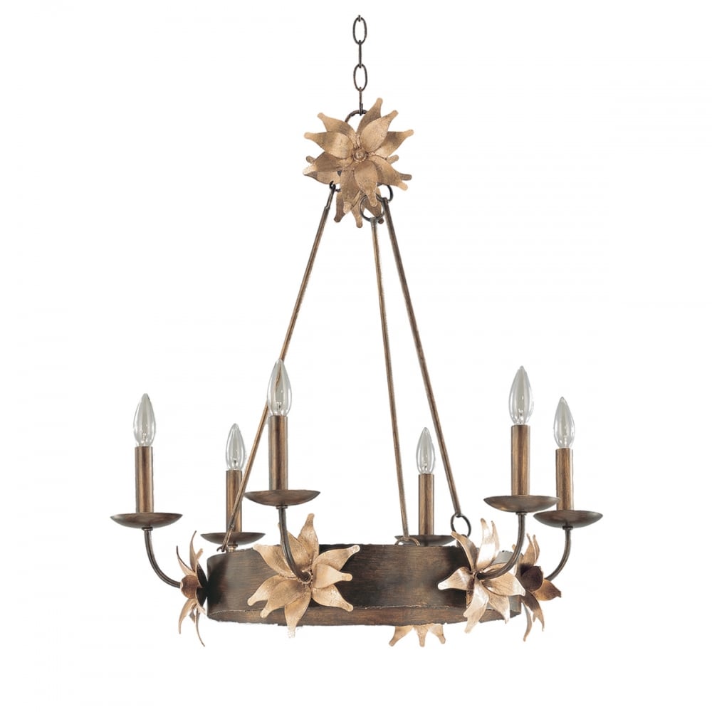 Elegant Simone Dual-Tone Chandelier with Floral Accents