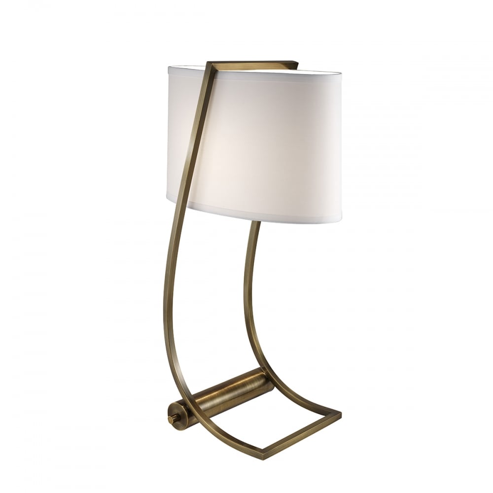 Bali Brass Desk Lamp with USB Charging Port and Elegant White Shade