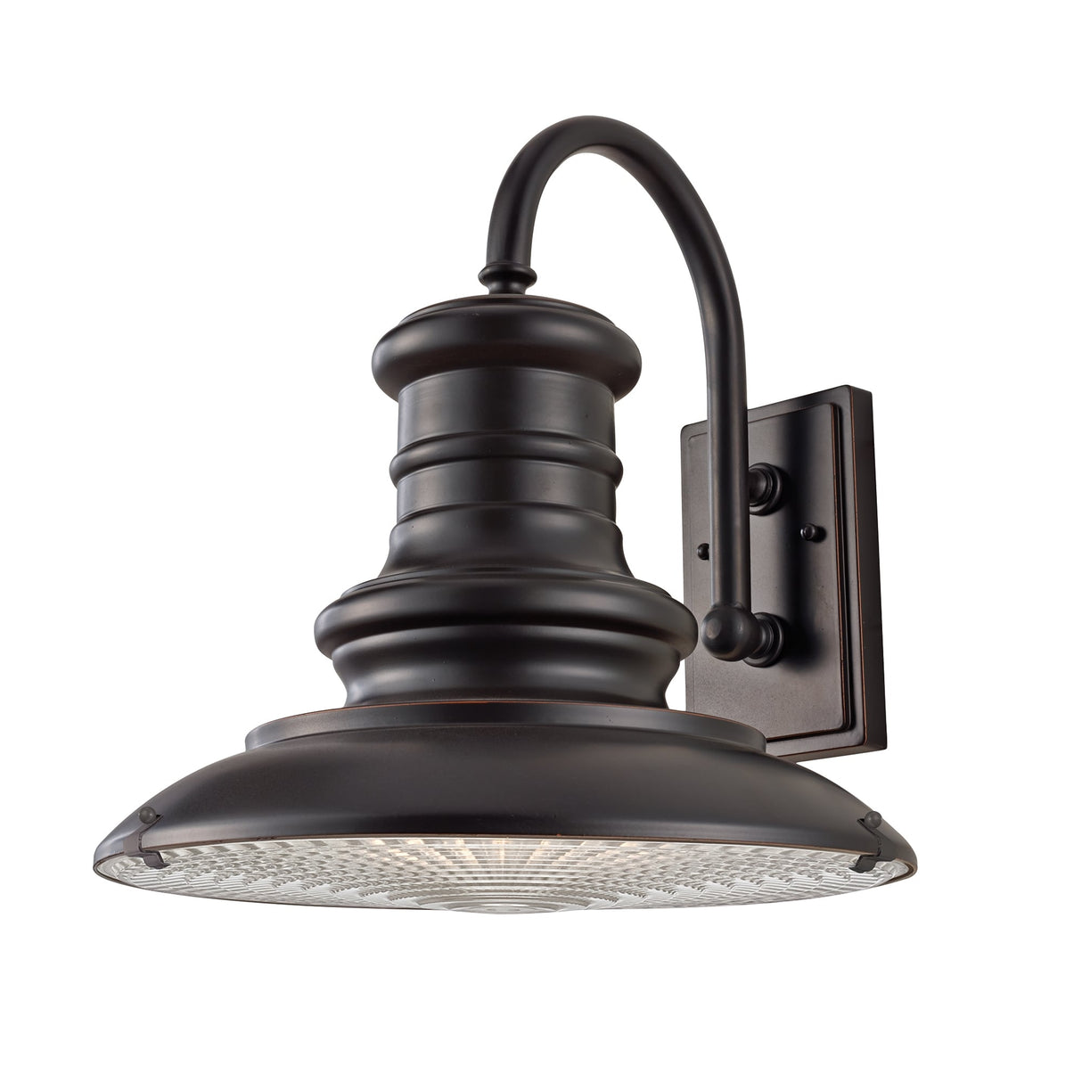 Antique Railway-Inspired Wall Light in Restoration Bronze with Textured Glass Diffuser, Large