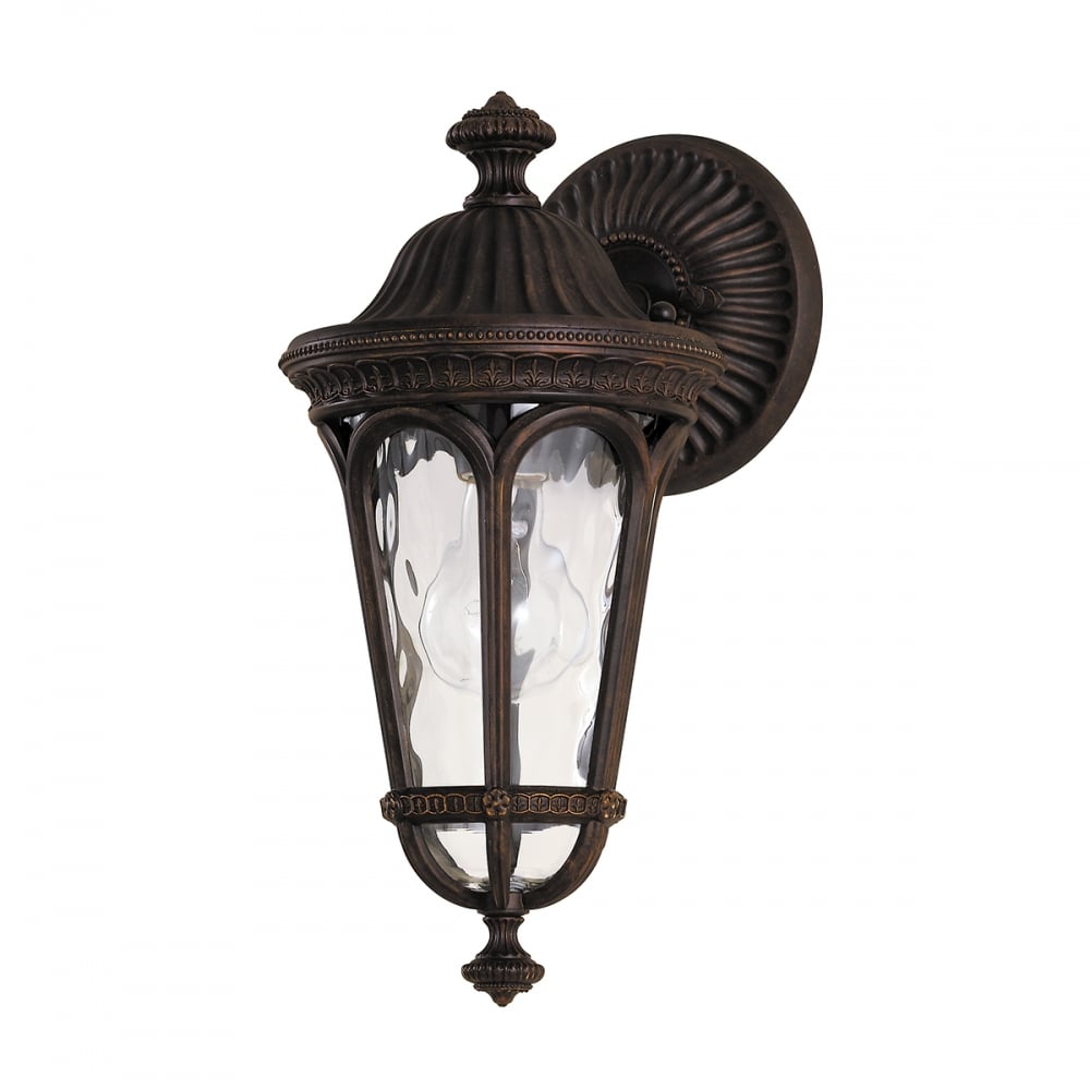 Elegant Walnut Finish Single Bulb Outdoor Wall Lantern