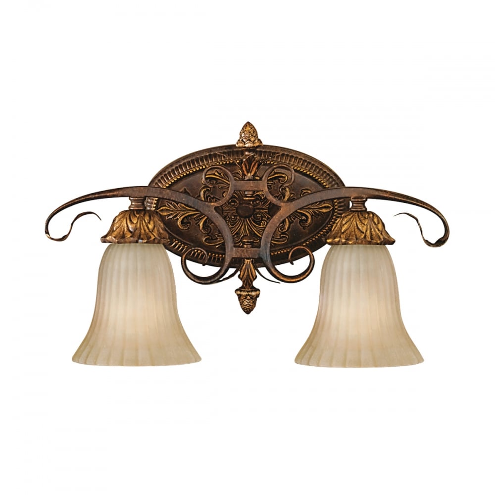 Chinese-Inspired Wall Sconce with Orange Scavo Glass Lampshades