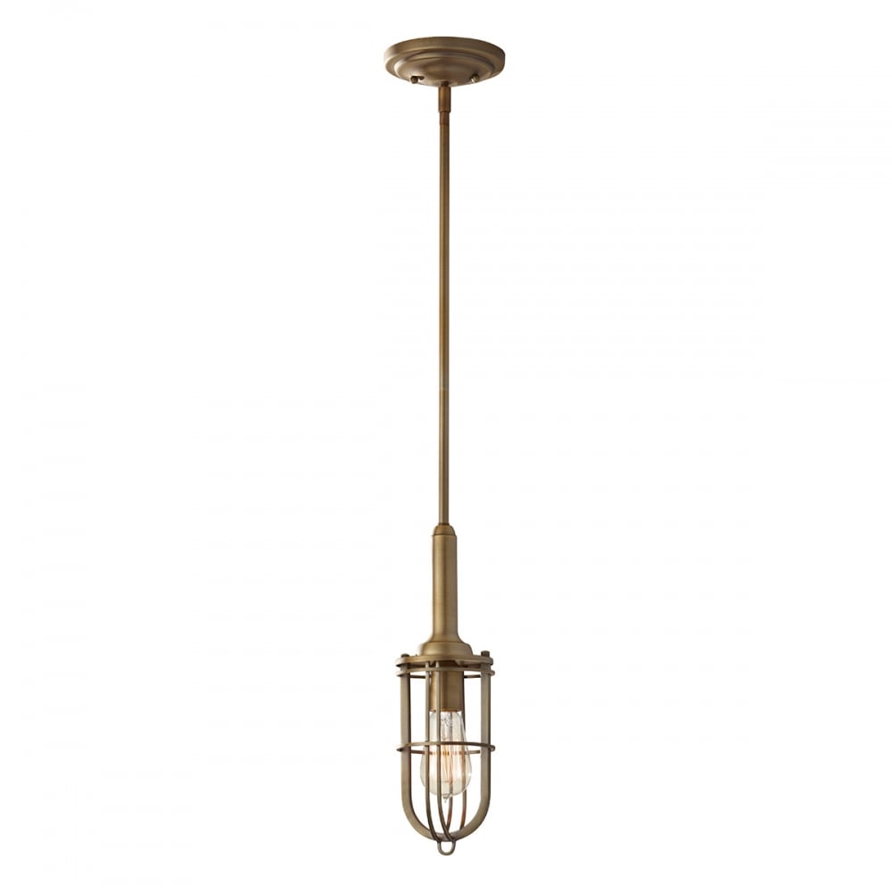 Vintage-Industrial Brass Cage Pendant Light