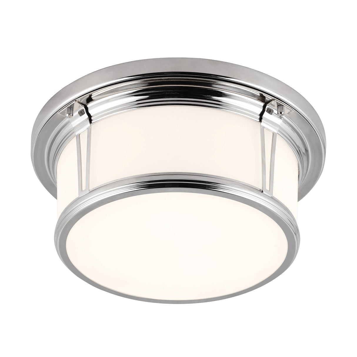 Sleek Chrome Opal Glass Ceiling Flush Light, Medium Size