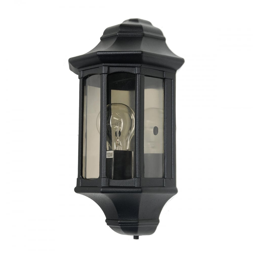 Elegant Black Half Lantern Porch Light