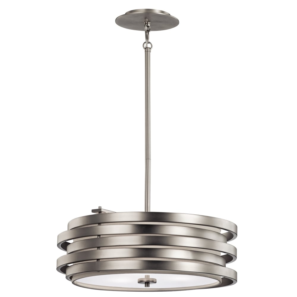 Roswell Art Deco Brushed Nickel Trio Pendant Light