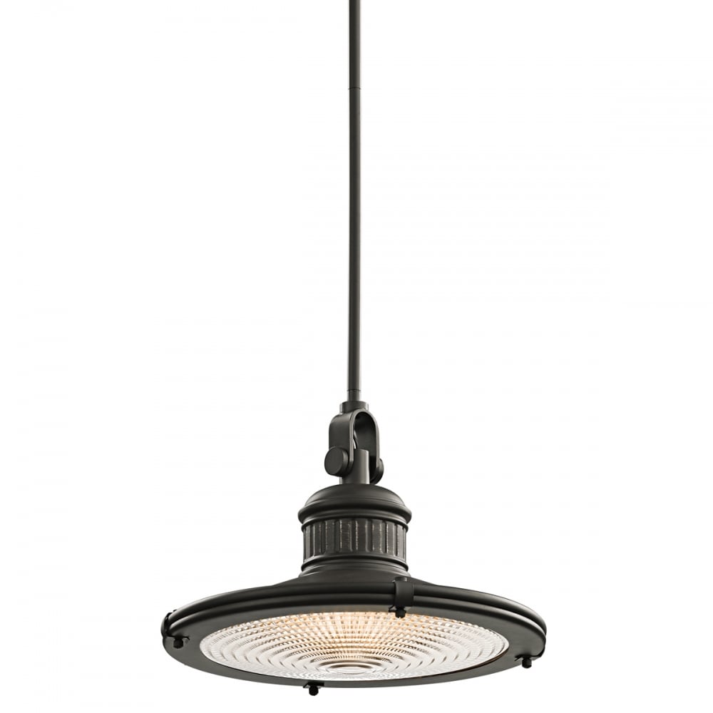 Vintage Bronze Pendant Light with Prismatic Lens - Sayre Collection