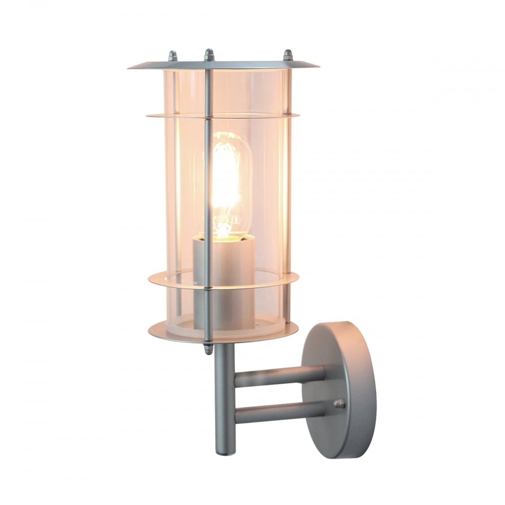 Contemporary Ordrup Outdoor Wall Lantern in Silver Finish
