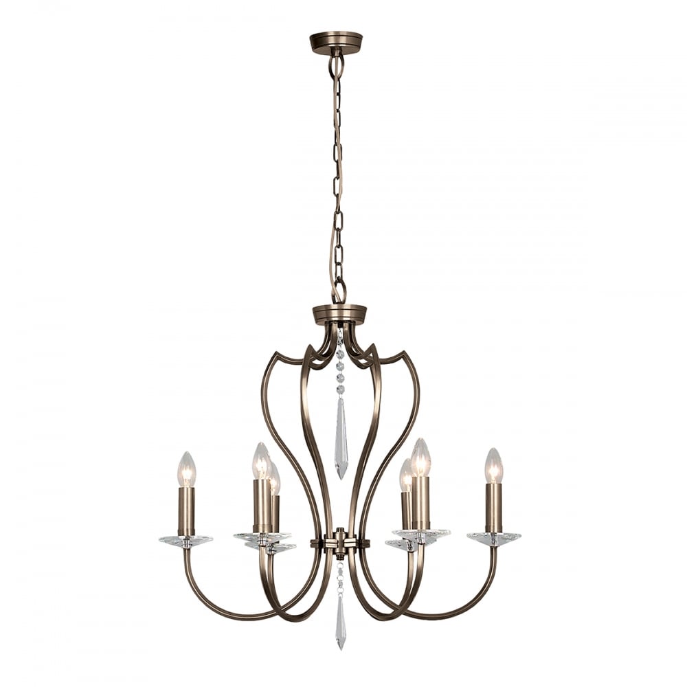 Exquisite Dark Bronze Pimlico Chandelier with Crystal Accents