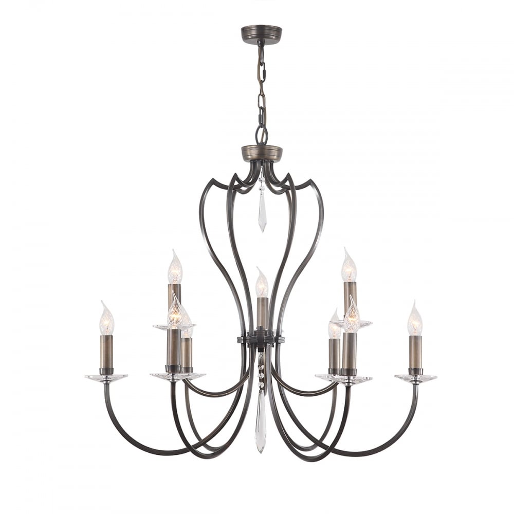 Elegance in Bronze: Pimlico 9-Light Wrought Iron Chandelier