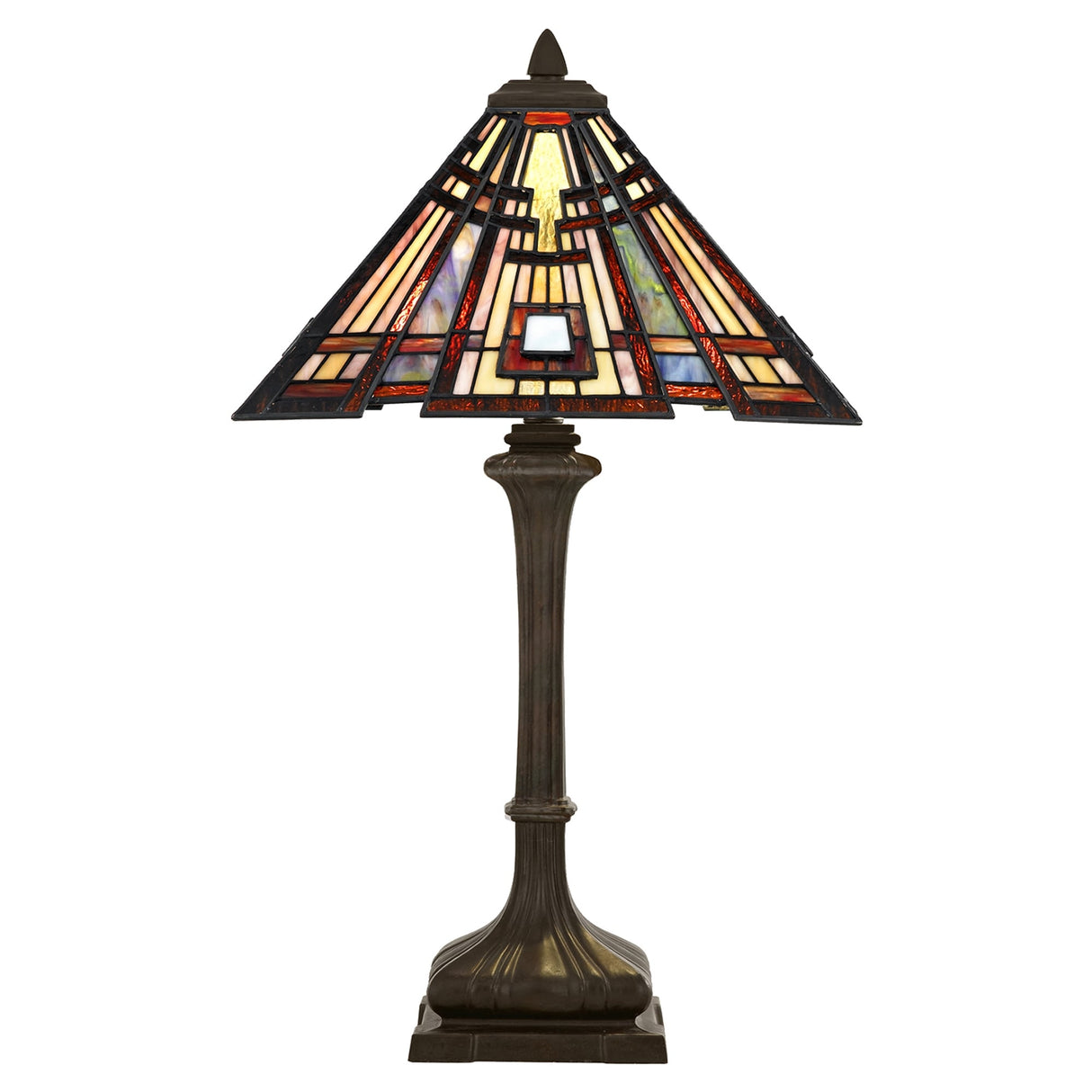 Vintage Craftsman Style Tiffany Table Lamp in Valiant Bronze Finish