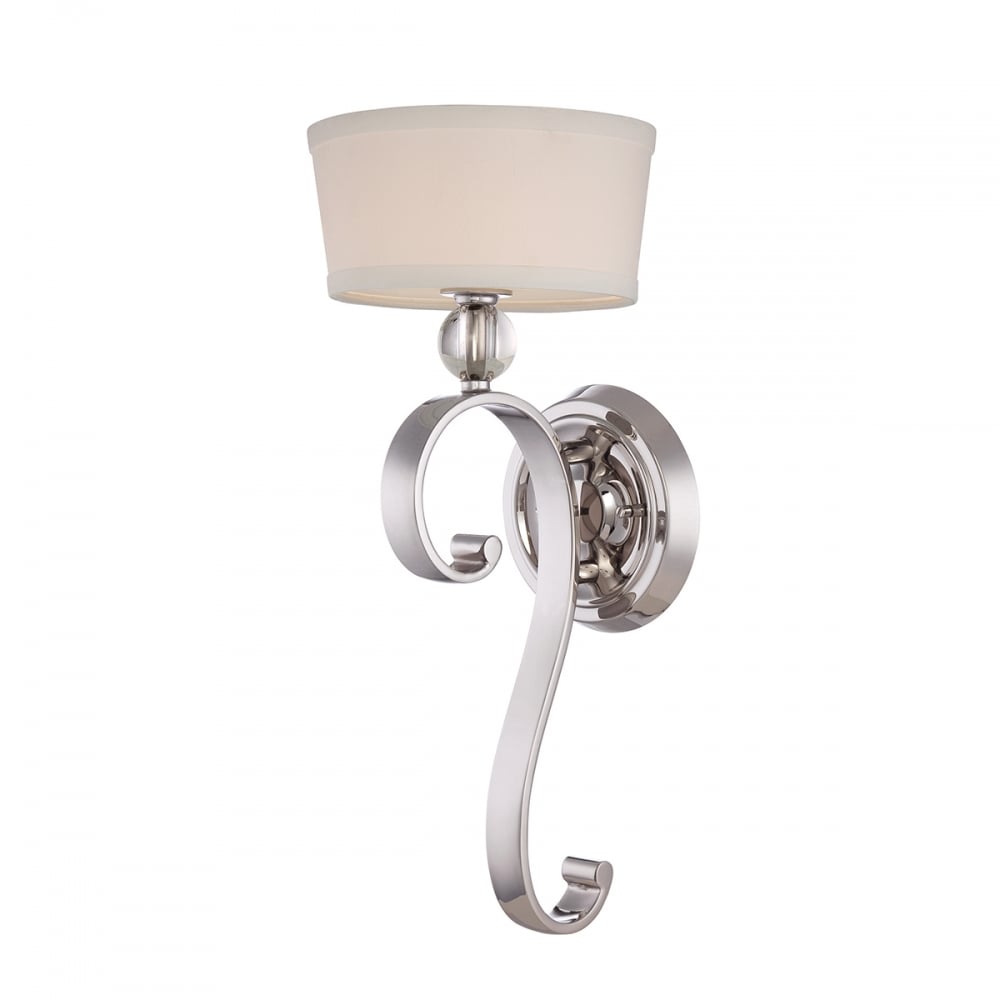 Madison Manor Imperial Silver Wall Light with Linen and Optic Glass