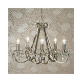 Oksana Elegance: 5-Light Polished Nickel Chandelier with Crystal Accents