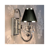 Oksana Nickel Crystal Drip Wall Sconce with Black Pleated Shade