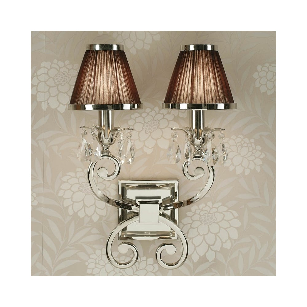 Oksana Twin Wall Sconce with Crystal Accents and Black Shades