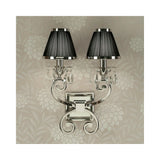 Oksana Twin Wall Sconce with Crystal Accents and Black Shades