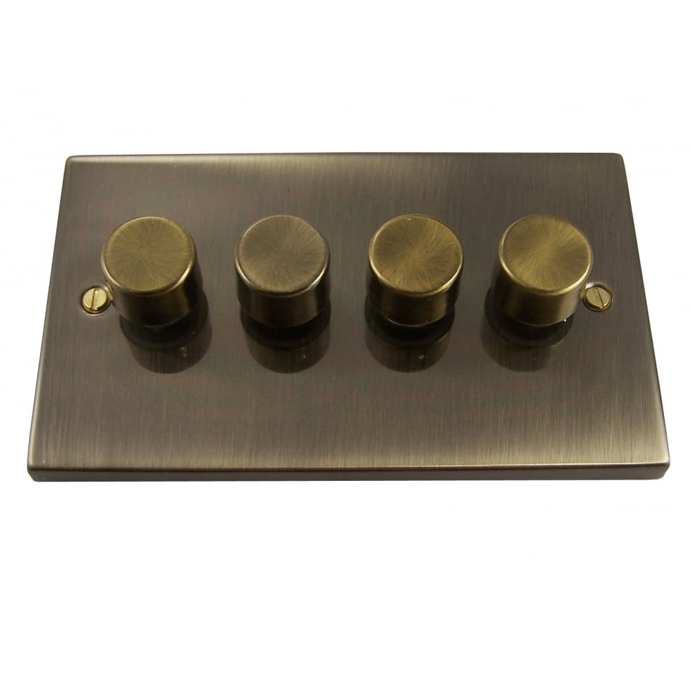 Elegant Antique Brass 4-Gang 2-Way 400W Dimmer Switch