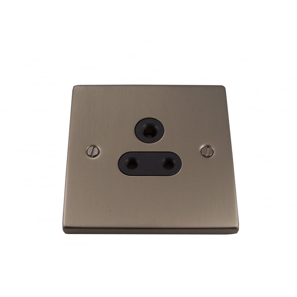 Satin Chrome 1 Gang 5A Round Pin Socket - Causeway Wiring Accessories