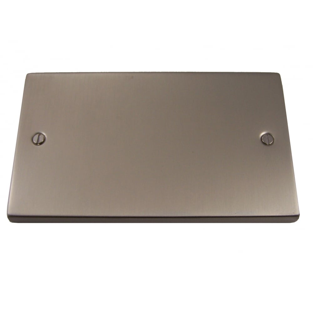 Satin Chrome Double Gang Blank Plate by Causeway