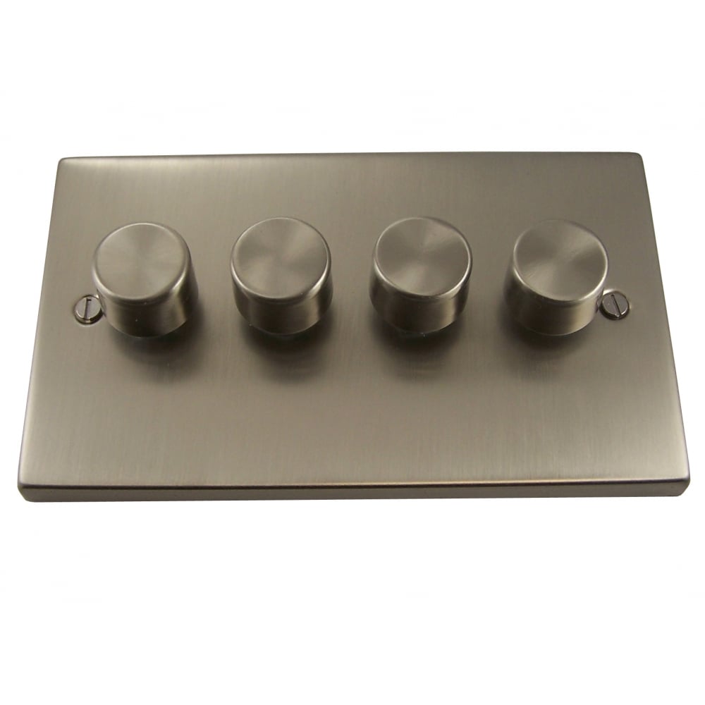 Satin Chrome Quad Dimmer Switch - Elegant 4 Gang Control