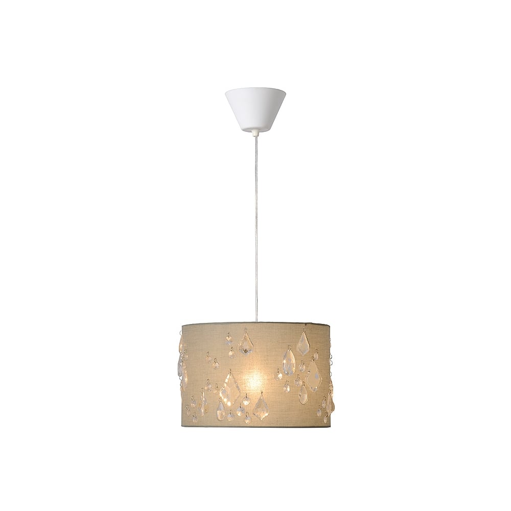SPILTI Taupe Cotton Pendant Light E27, 30cm Diameter