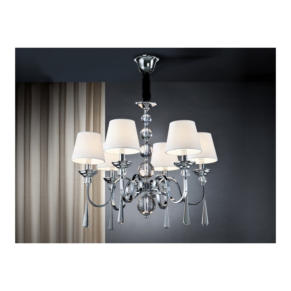 Elegant Chrome Crystal Pendant Chandelier - 6 Light