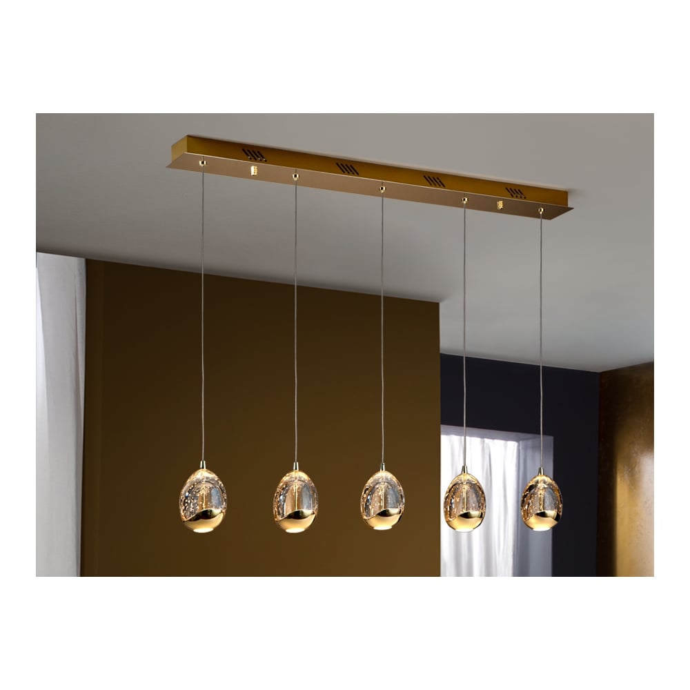 Rocio 5-Light Contemporary Gold Island Pendant with Integrated LED Lighting