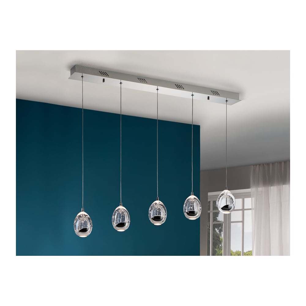 Elegant LED Chrome and Glass Orb Kitchen Island Light