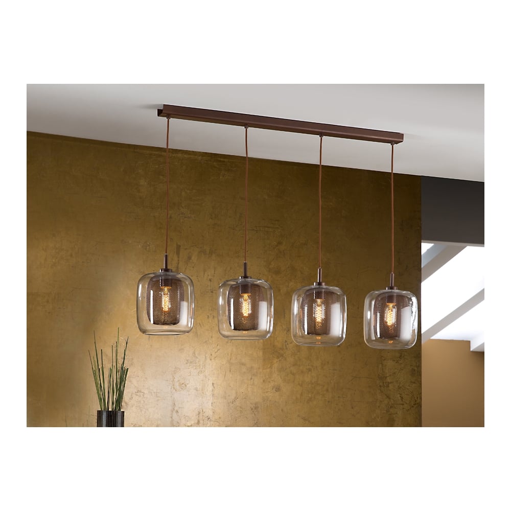 Elegant Chocolate Jar Pendant Light Fixture - 4 Bulb Ceiling Design