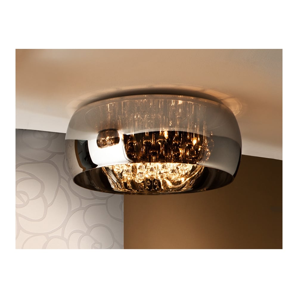 Elegant Oval Flush Mount Ceiling Light with Shimmered Glass and Crystal Accents