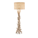 Rustic Driftwood Stick Floor Lamp with Fabric Shade