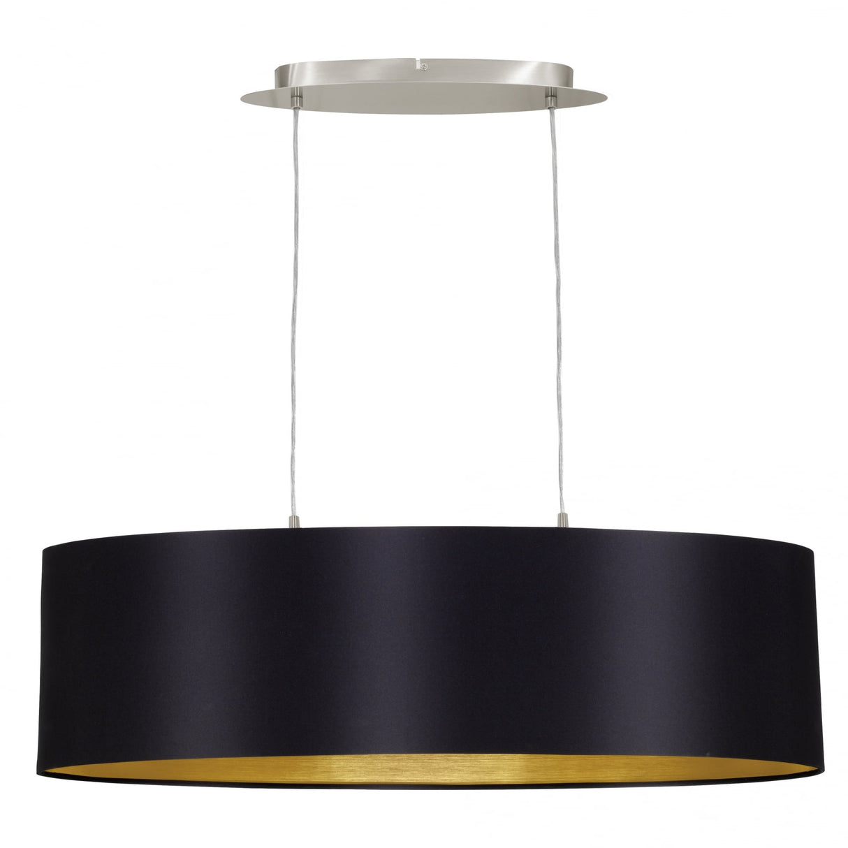 Maserlo Glossy Black and Gold Drum Pendant Light