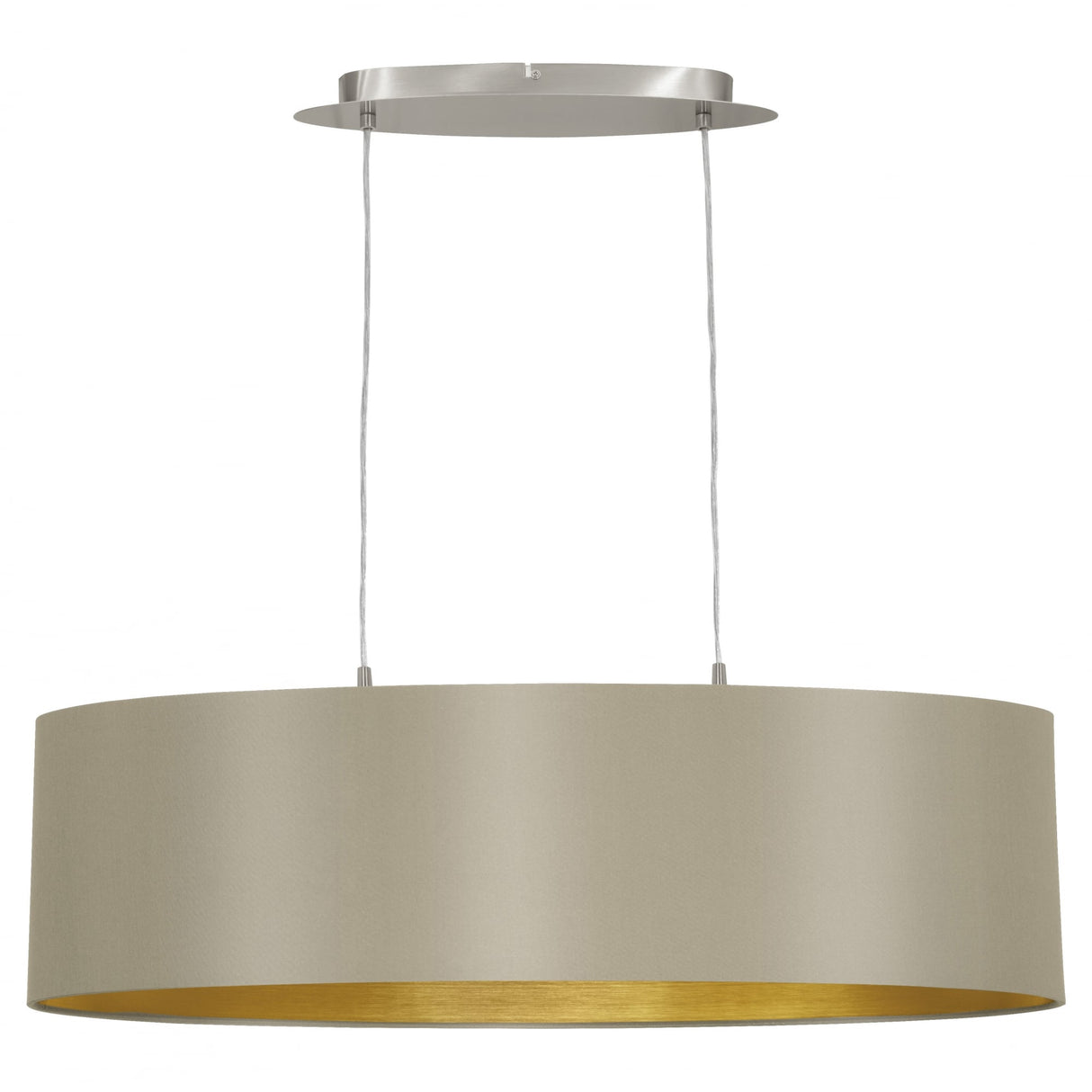 Maserlo Glossy Taupe and Gold Drum Ceiling Pendant