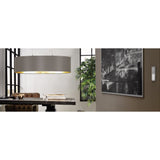 Elegant Maserlo Satin Nickel and Cappuccino Drum Pendant Light